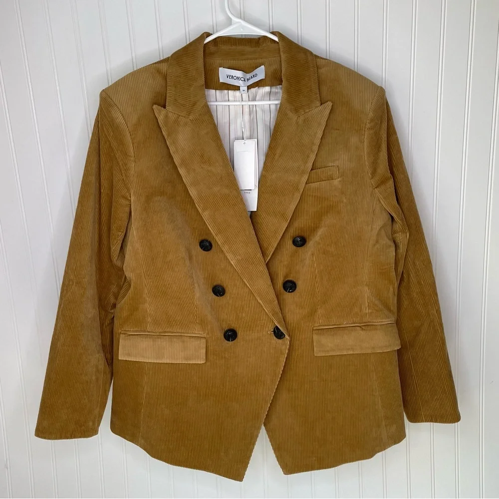 Veronica Beard Miller Corduroy Dickey Jacket in Khaki Size 18 - Picture 1 of 13